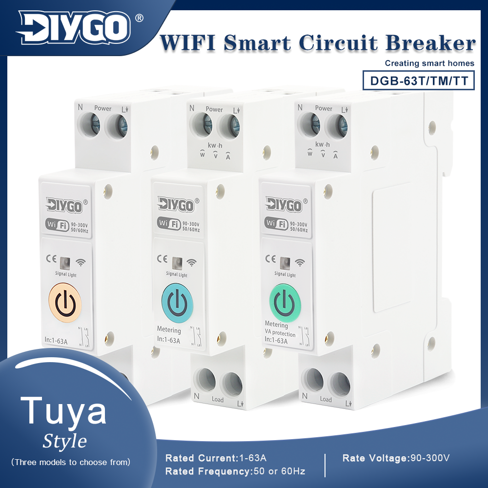Din Rail Circuit Breaker - Tuya WiFi Circuit Breaker 1P+N 1-63A