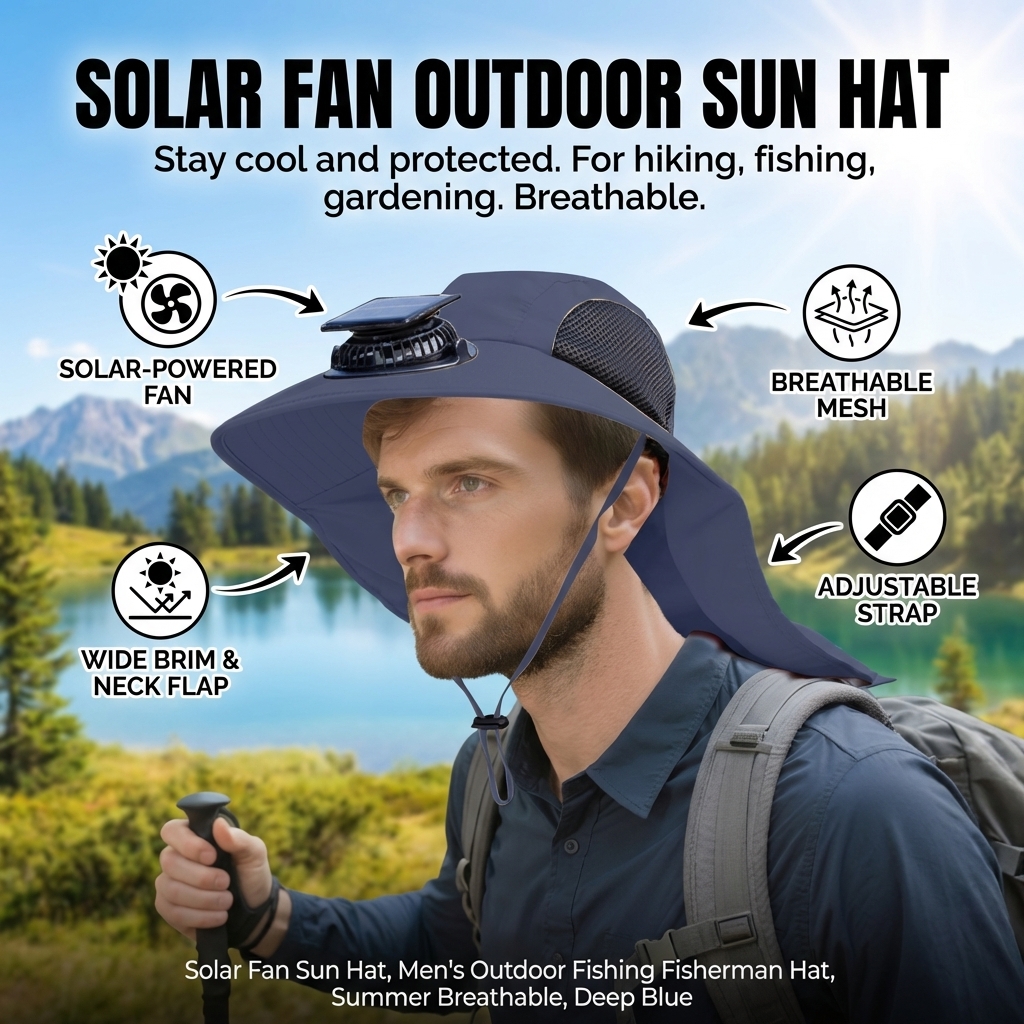 Solar Fan Hat with Neck Flap U – обзор и цена Renewable Energy Fan