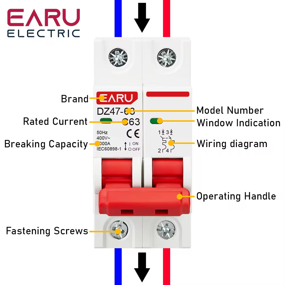 DZ47 1P 2P 3P 4P 3A-63A AC 230 – обзор и цена Din Rail Circuit Breaker