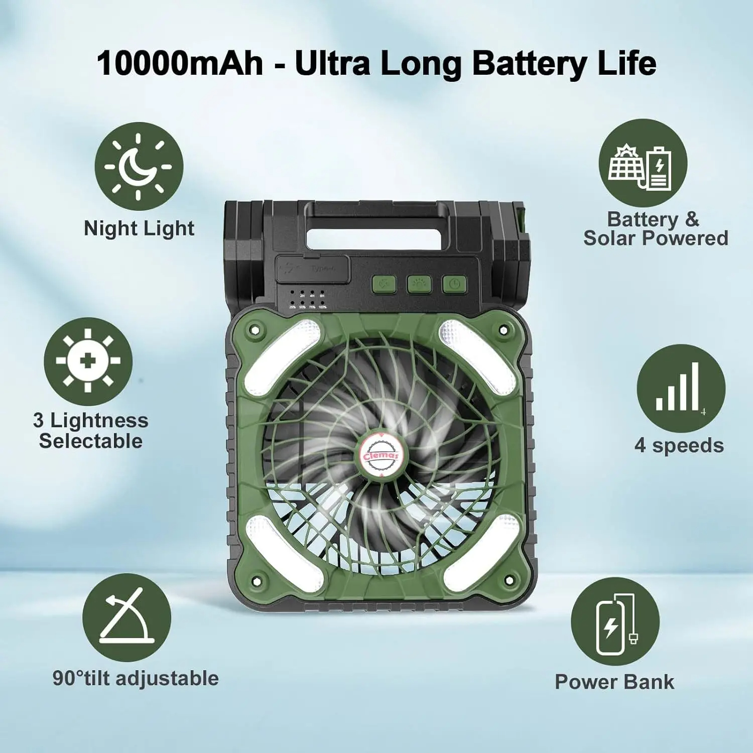 Portable Solar Fans 10000mAh L – обзор и цена Renewable Energy Fan