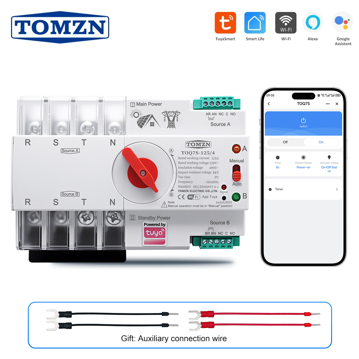 TOMZN TUYA SmartLife ATS 4P AC – обзор и цена Din Rail Circuit Breaker