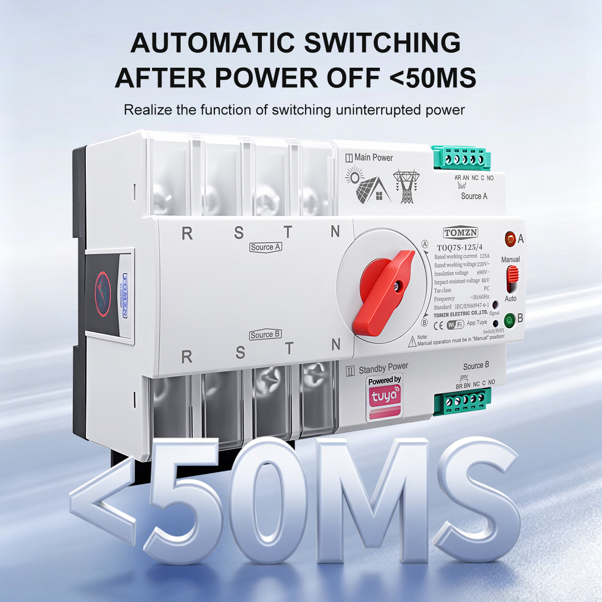 TOMZN TUYA SmartLife ATS 4P AC – обзор и цена Din Rail Circuit Breaker